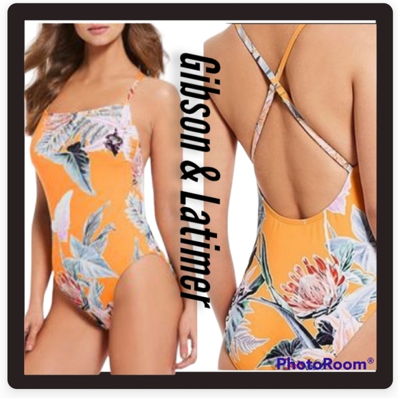 Gibson & Latimer Woman's Swimsuit  one piece tropical print swimsuit - Picture 2 of 7